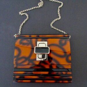 Sondra Roberts Fauz Tortoise Shell Acrylic Purse Handbag